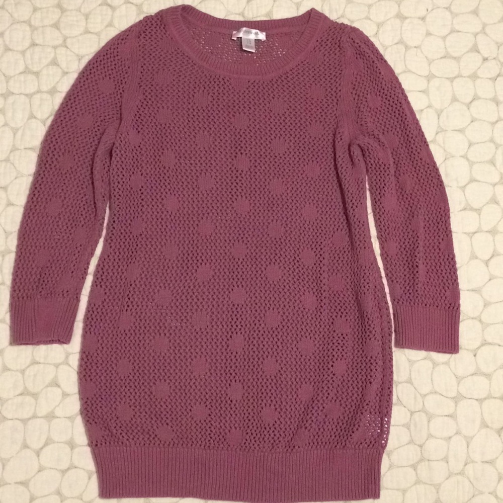 Motherhood mauve L maternity polka dot sweater